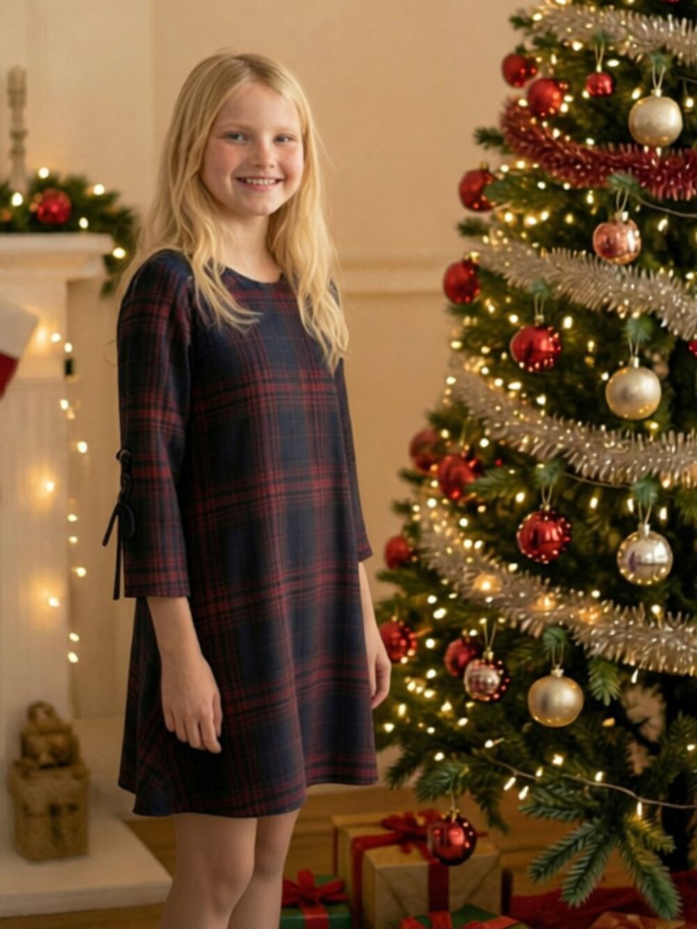 Girl size 10 holiday red Violets & Roses flared dress Christmas